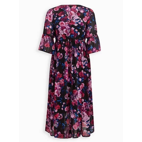 π Black Floral Chiffon Button-up Maxi Dress 3 3X 22 24 NWT Torrid New! - Picture 5 of 5